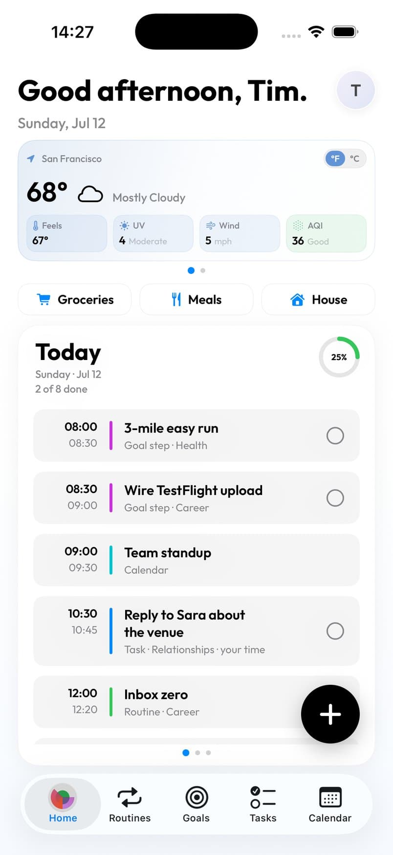 AXON home screen on an iPhone 17 Pro